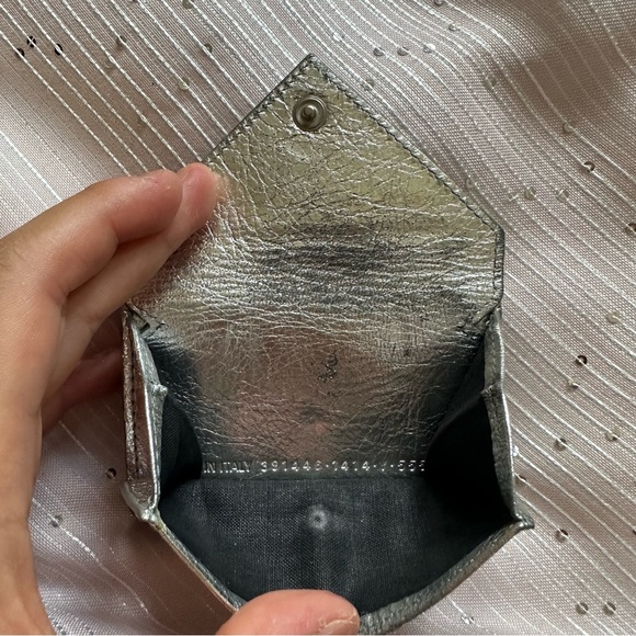 EUC Balenciaga Silver Leather Bifold Wallet Made in Italy - Picture 7 of 10